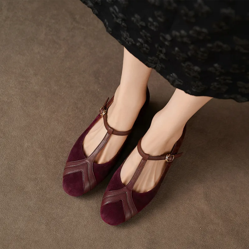 XICUNMINGWU Chunky Heel High Heels Women's Burgundy-1