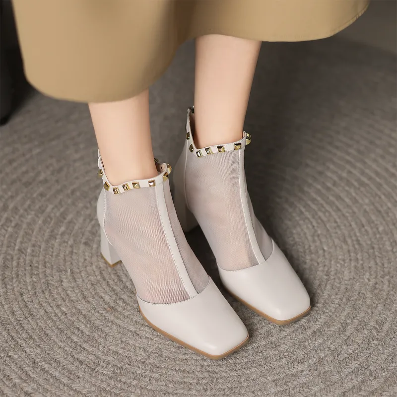 XICUNMINGWU Ankle Boots Women's Ecru-4