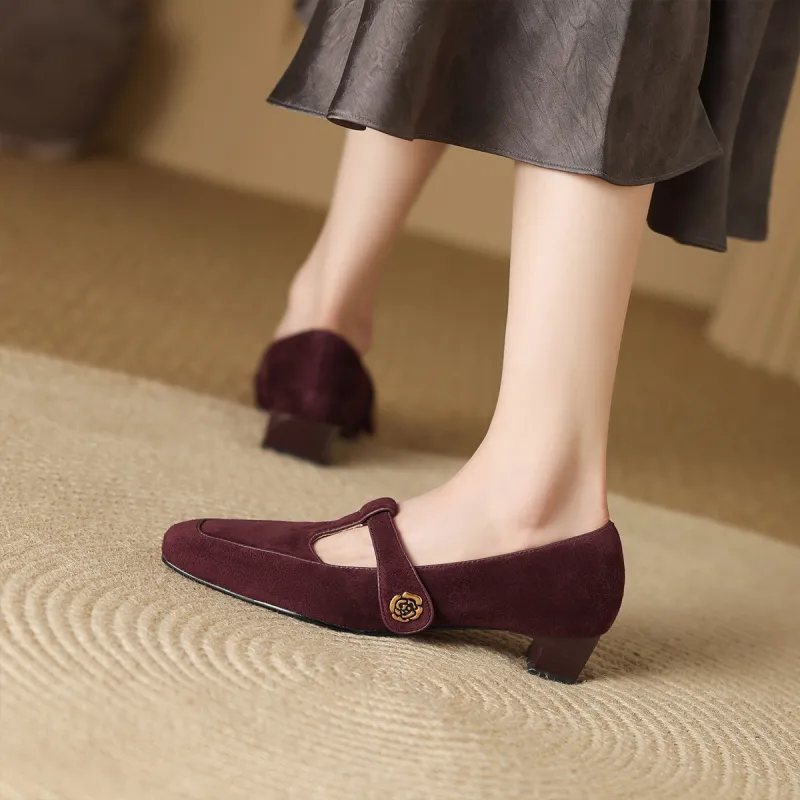 XICUNMINGWU Casual Single Shoes Women's Dark Reddish Purple-5