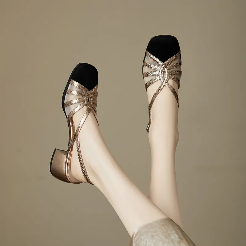 XICUNMINGWU High Heels Women's Champagne+Black-5