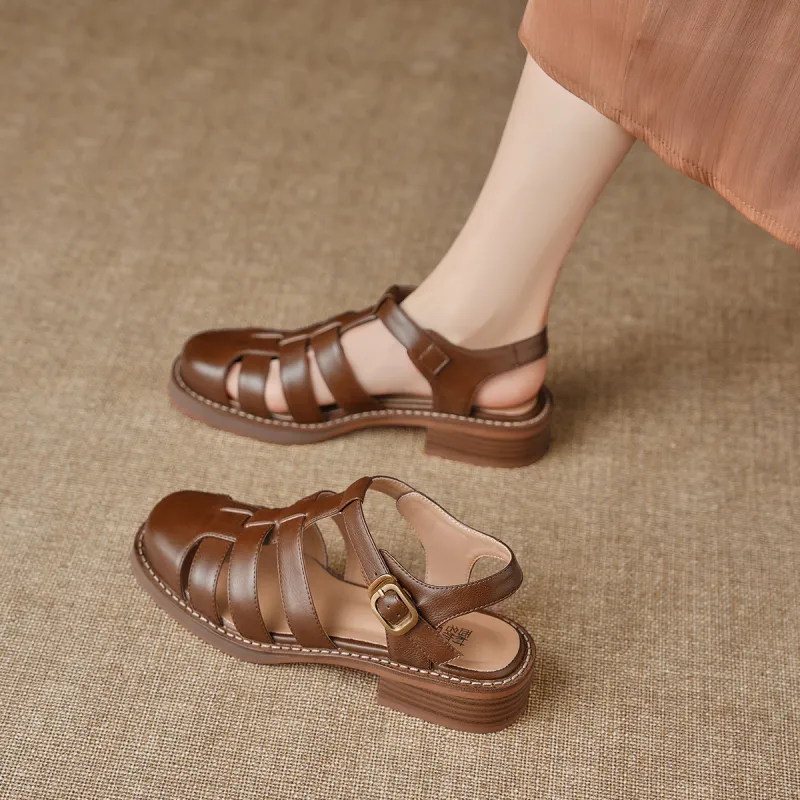 XICUNMINGWU Roman Sandals 3cm Women's Brown-5