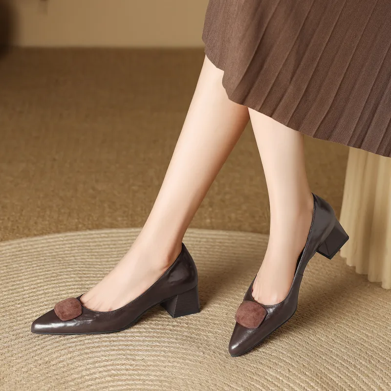 XICUNMINGWU Chunky Heel High Heels 4.5CM Women's-5