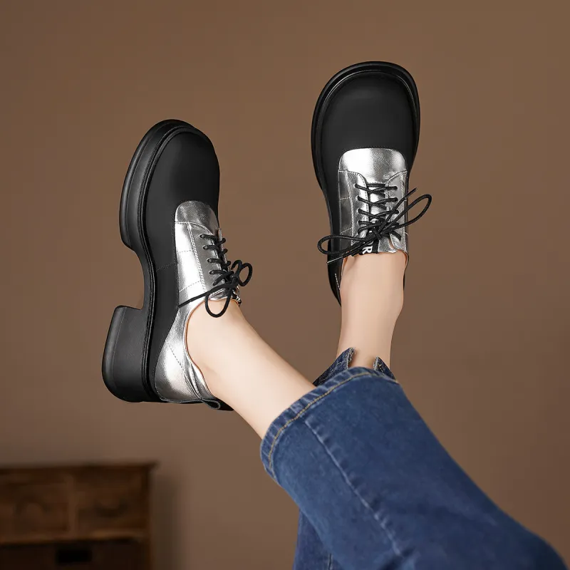 XICUNMINGWU Casual Single Shoes 4.8cm Women's Black Silver-5