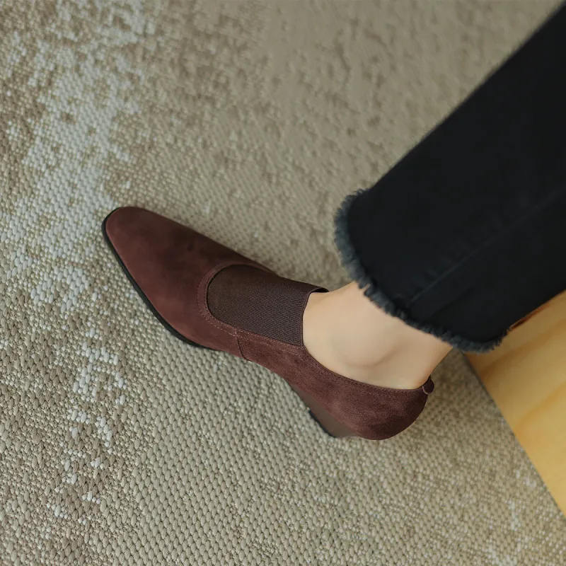 XICUNMINGWU Wedge Heel High Heels Women's Coffee-6