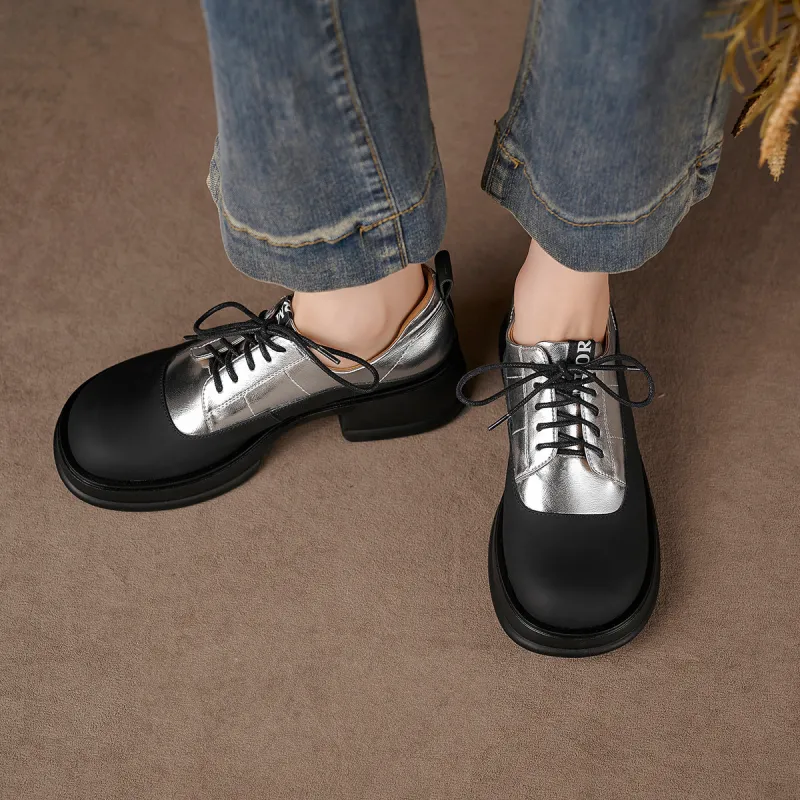 XICUNMINGWU Casual Single Shoes 4.8cm Women's Black Silver-4