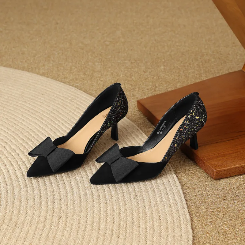 XICUNMINGWU Slim Heel High Heels 6.5CM Women's Black-2