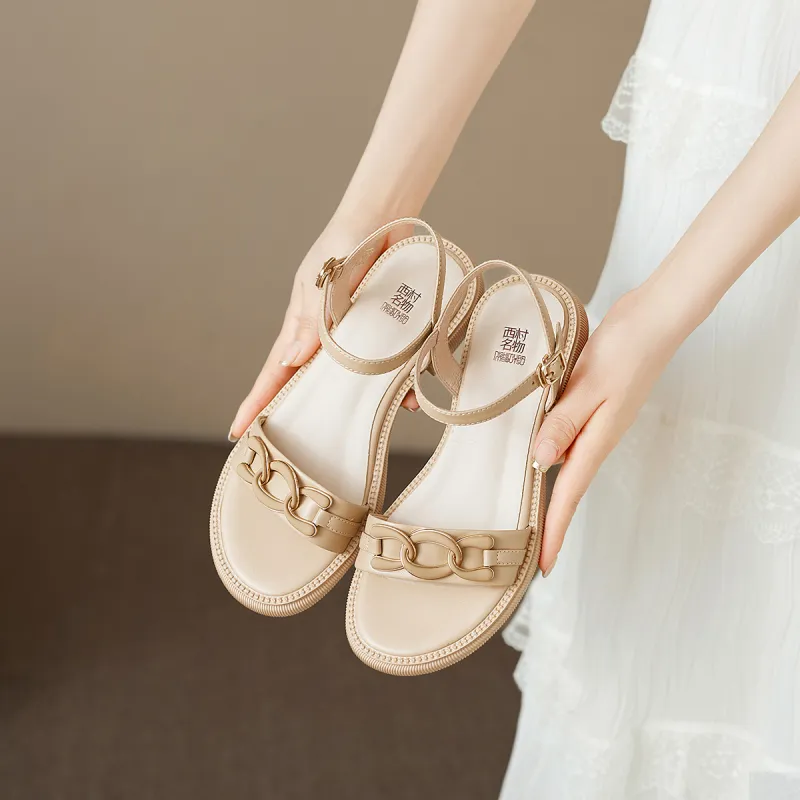 XICUNMINGWU One Strap Sandals Women's Apricot-6