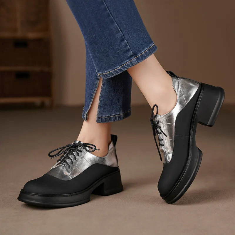 XICUNMINGWU Casual Single Shoes 4.8cm Women's Black Silver-2