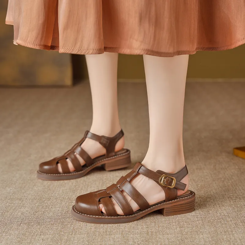 XICUNMINGWU Roman Sandals 3cm Women's Brown-4