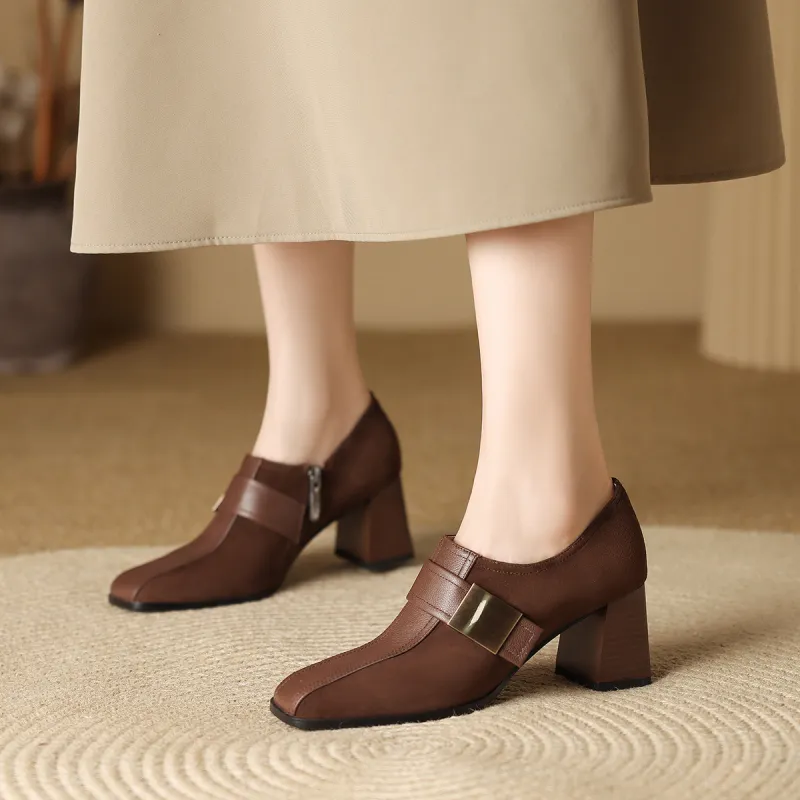 XICUNMINGWU Chunky Heel High Heels Women's-5