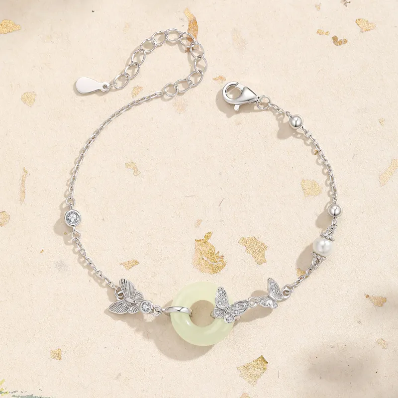 Olampe Hetian Jade Bracelets White Jade/Pale Greenish White Jade Women's-2