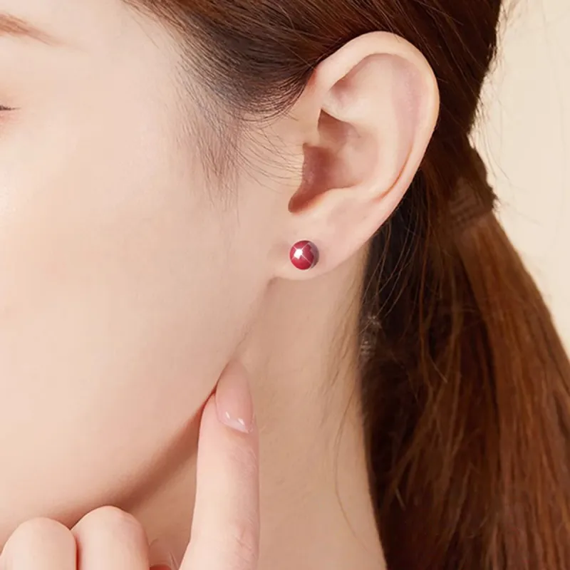 Olampe Reconstructed Cinnabar Stud Earrings Women's-4