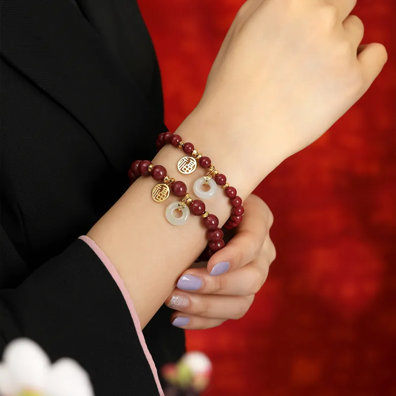 Olampe Reconstructed Cinnabar Jade Bracelets Women's-6