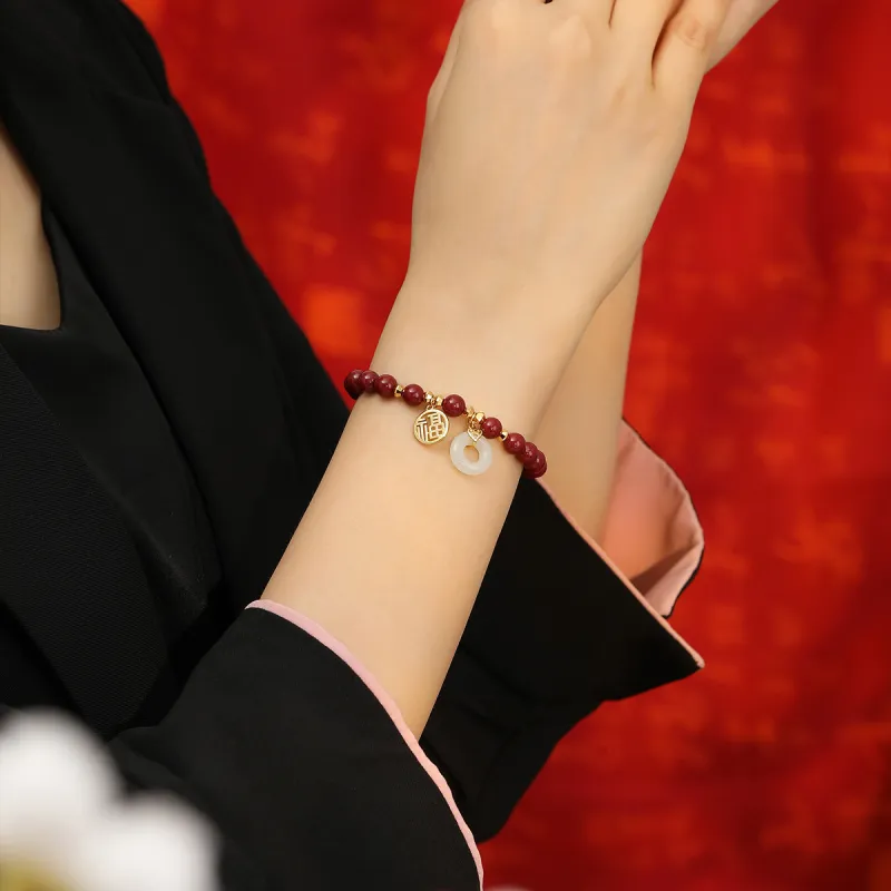 Olampe Reconstructed Cinnabar Jade Bracelets Women's-8