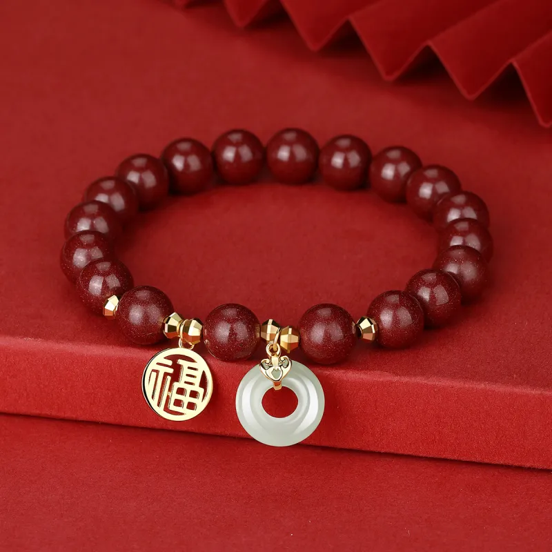 Olampe Reconstructed Cinnabar Jade Bracelets Women's-2