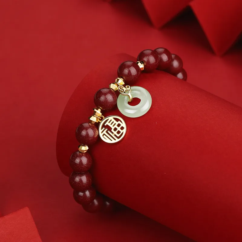 Olampe Reconstructed Cinnabar Jade Bracelets Women's-1