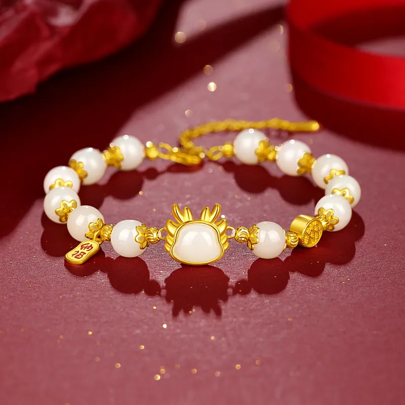 Olampe S925 Silver Hetian Jade Bracelets Women's Pale Greenish White Jade-1