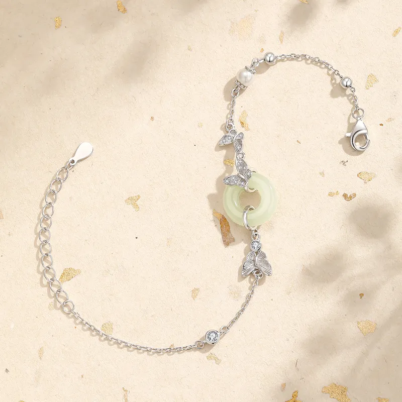 Olampe Hetian Jade Bracelets White Jade/Pale Greenish White Jade Women's-4