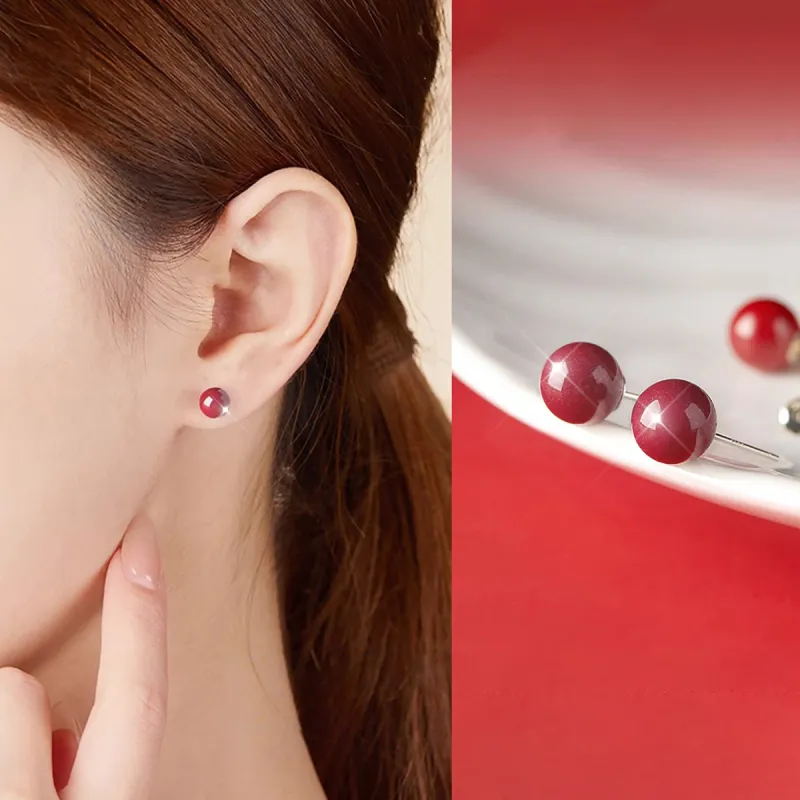 Olampe Reconstructed Cinnabar Stud Earrings Women's-1