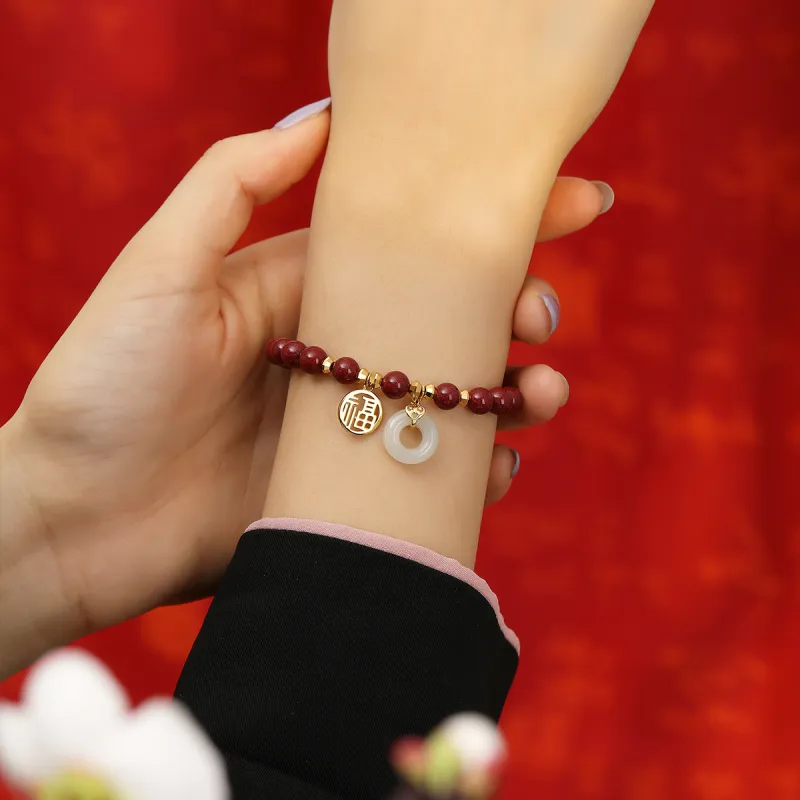 Olampe Reconstructed Cinnabar Jade Bracelets Women's-7