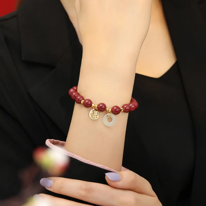 Olampe Reconstructed Cinnabar Jade Bracelets Women's-4