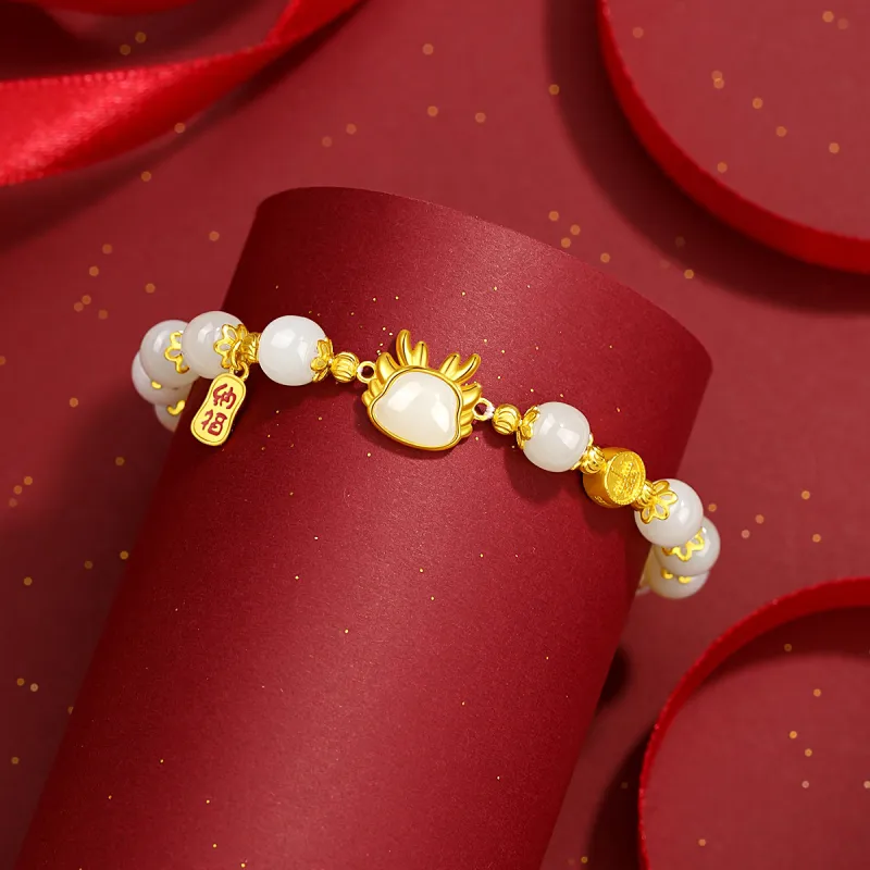 Olampe S925 Silver Hetian Jade Bracelets Women's Pale Greenish White Jade-2