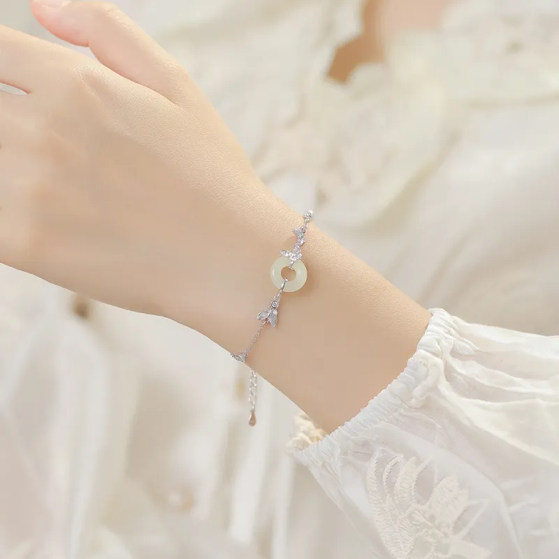 Olampe Hetian Jade Bracelets White Jade/Pale Greenish White Jade Women's-6