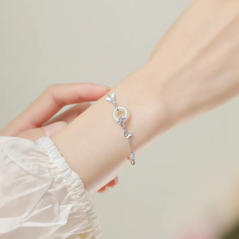 Olampe Hetian Jade Bracelets White Jade/Pale Greenish White Jade Women's-5