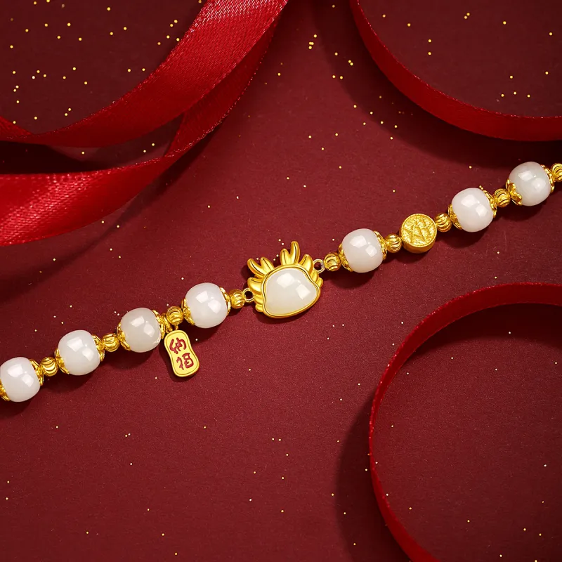 Olampe S925 Silver Hetian Jade Bracelets Women's Pale Greenish White Jade-4