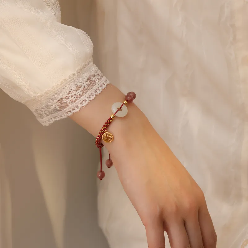 Olampe S925 Silver Hetian Jade Bracelets Women's Pale Greenish White Jade-3