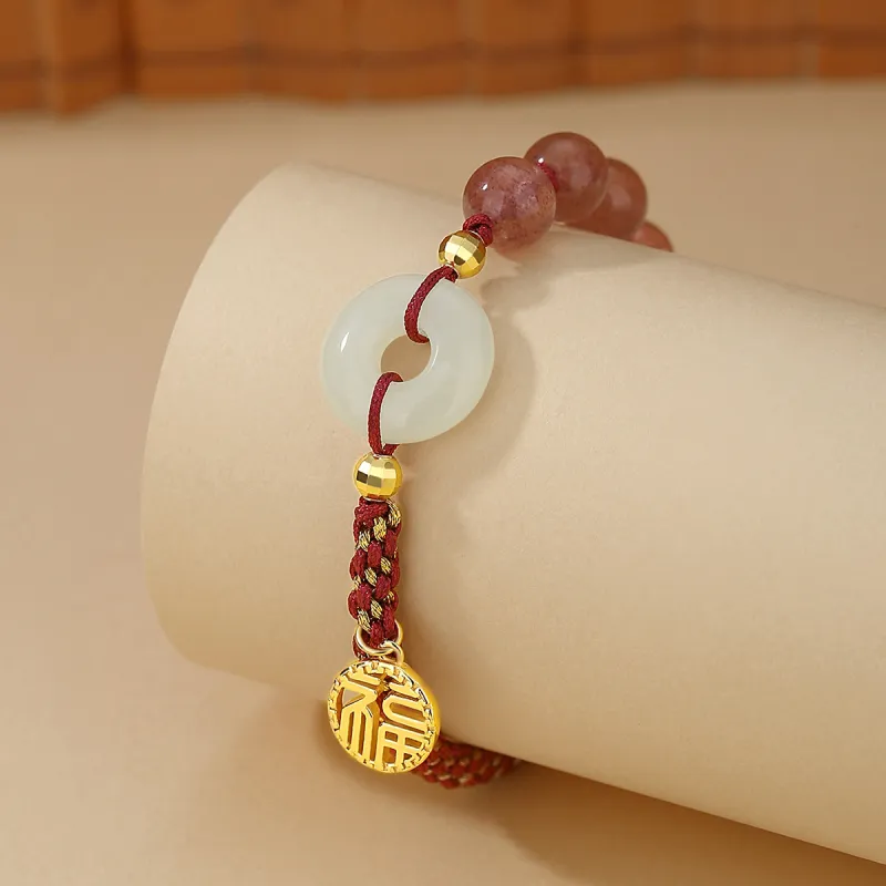 Olampe S925 Silver Hetian Jade Bracelets Women's Pale Greenish White Jade-4