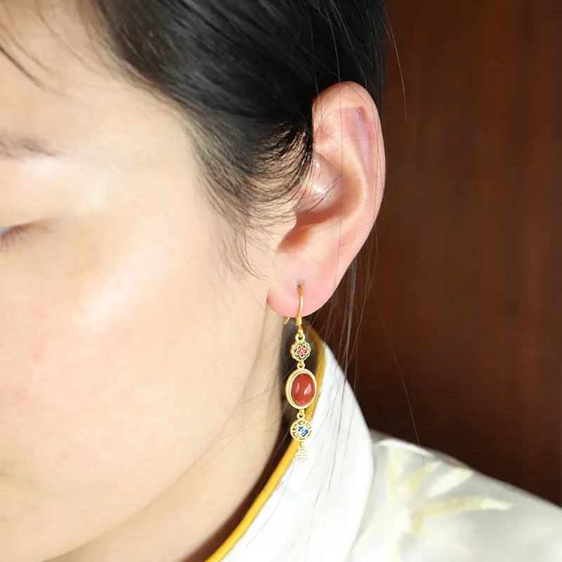 Mrs. Song Agate Earrings Women's-1