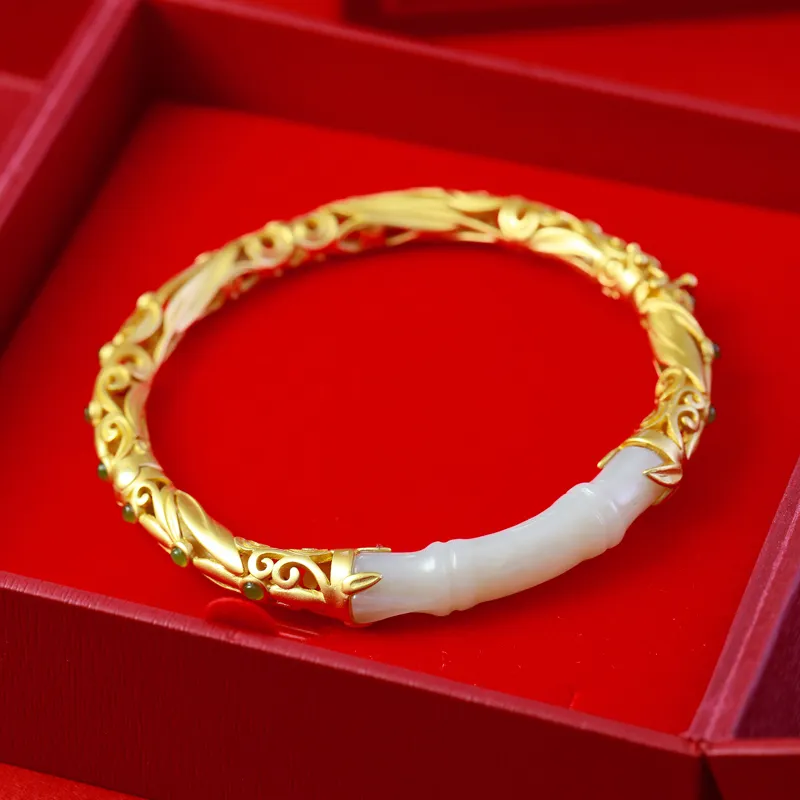 Mrs. Song Bangles Pale Greenish White Jade Women's-5