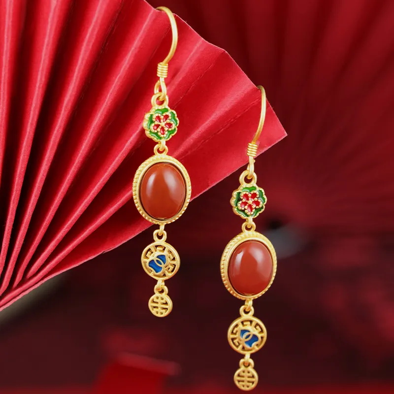 Mrs. Song Agate Earrings Women's-5