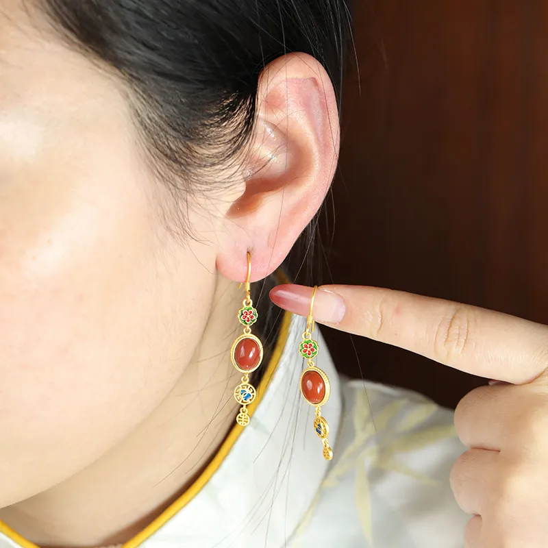 Mrs. Song Agate Earrings Women's-2