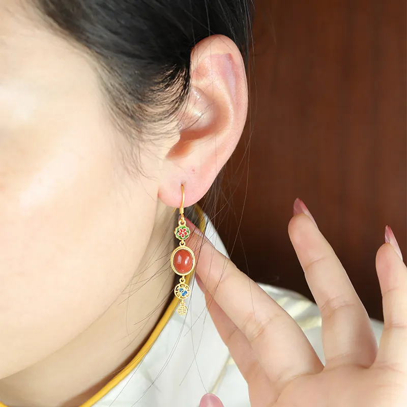 Mrs. Song Agate Earrings Women's-3