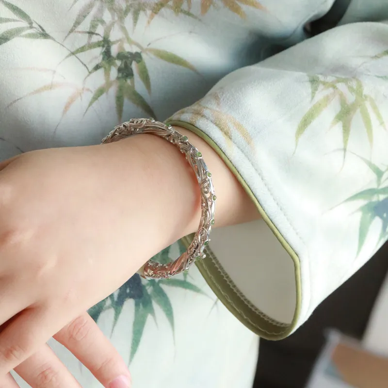 Mrs. Song Bangles Pale Greenish White Jade Women's-8