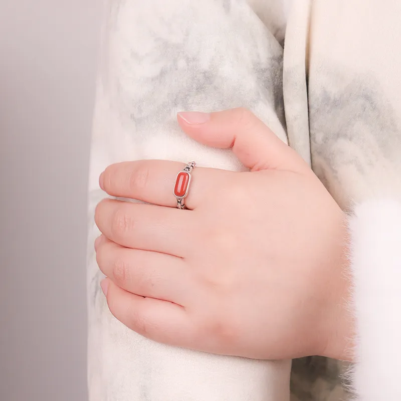 Mrs. Song Natural Agate Rings Women's-1