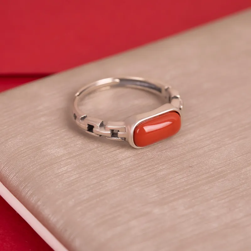 Mrs. Song Natural Agate Rings Women's-2