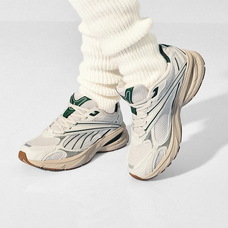 XTEP Small Basque Lightweight Low Top Casual Shoes Women's White Sand Gray/Forest Green-10