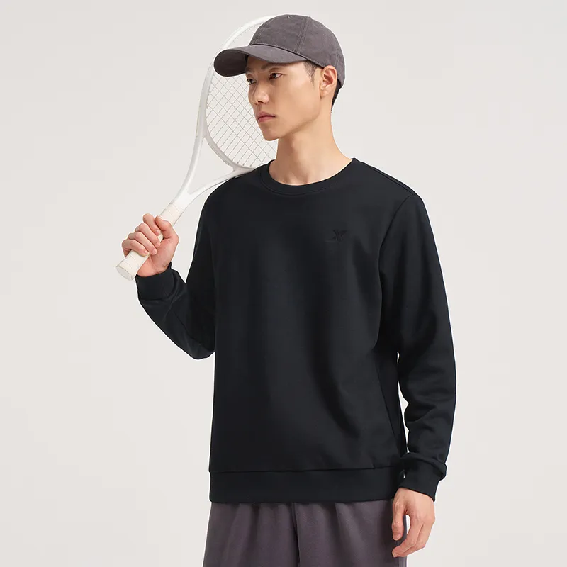 XTEP Versatile Casual Crew Neck Sweatshirt Jet Black Men's-3