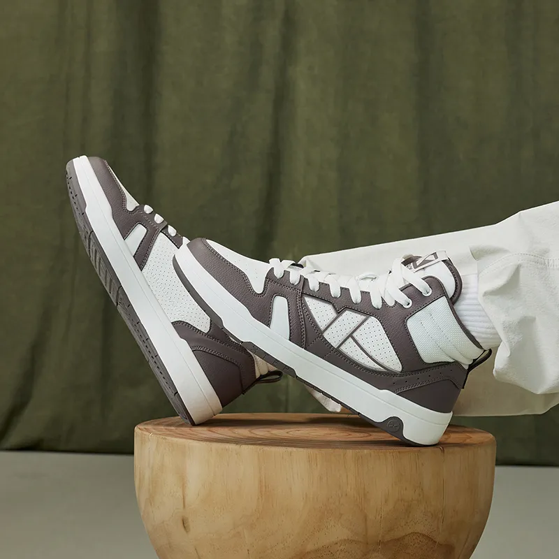 XTEP MAXX LITE Lightweight High-Top Skateboard Shoes Men's Sail White/Agarwood Brown-7