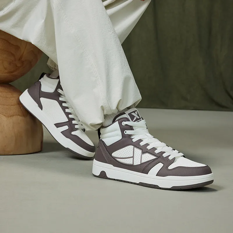 XTEP MAXX LITE Lightweight High-Top Skateboard Shoes Men's Sail White/Agarwood Brown-13