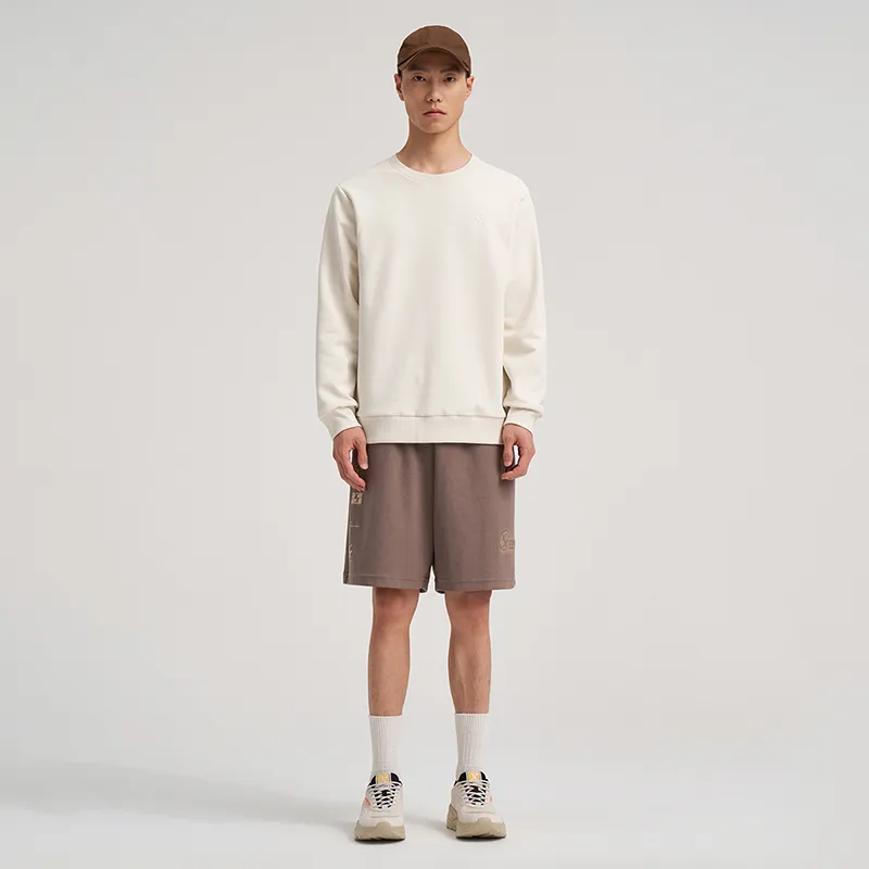XTEP Versatile Casual Crew Neck Sweatshirt, Bright Moon White Men's-2