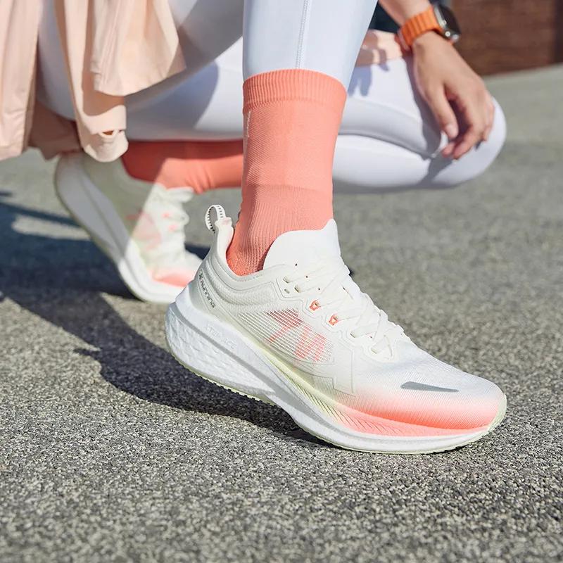 XTEP Five point Speed 2.0 Shock Absorbers Low Top Running Shoes Women's White Pink-7