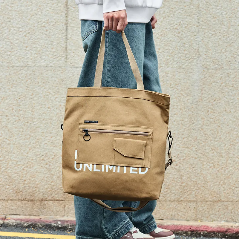 XTEP Fabric Shoulder Bag, Crossbody Bag Women's Khaki-6