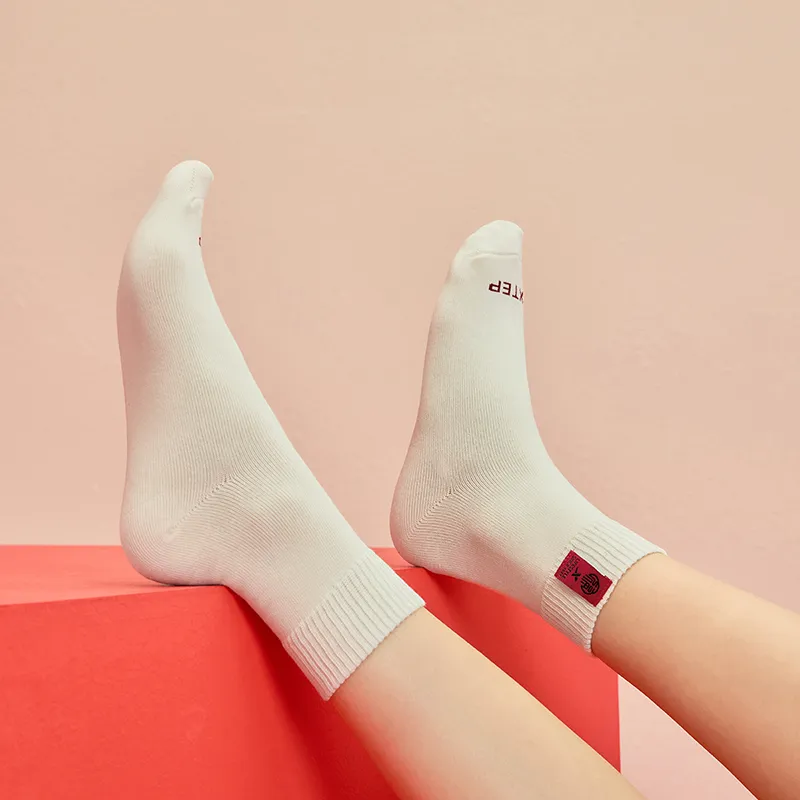 XTEP Knee High Socks Women's 2 Pack Red/White-4