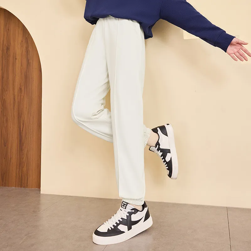 XTEP Knitted Sports Pants Fall Edition Women's Cotton White-9