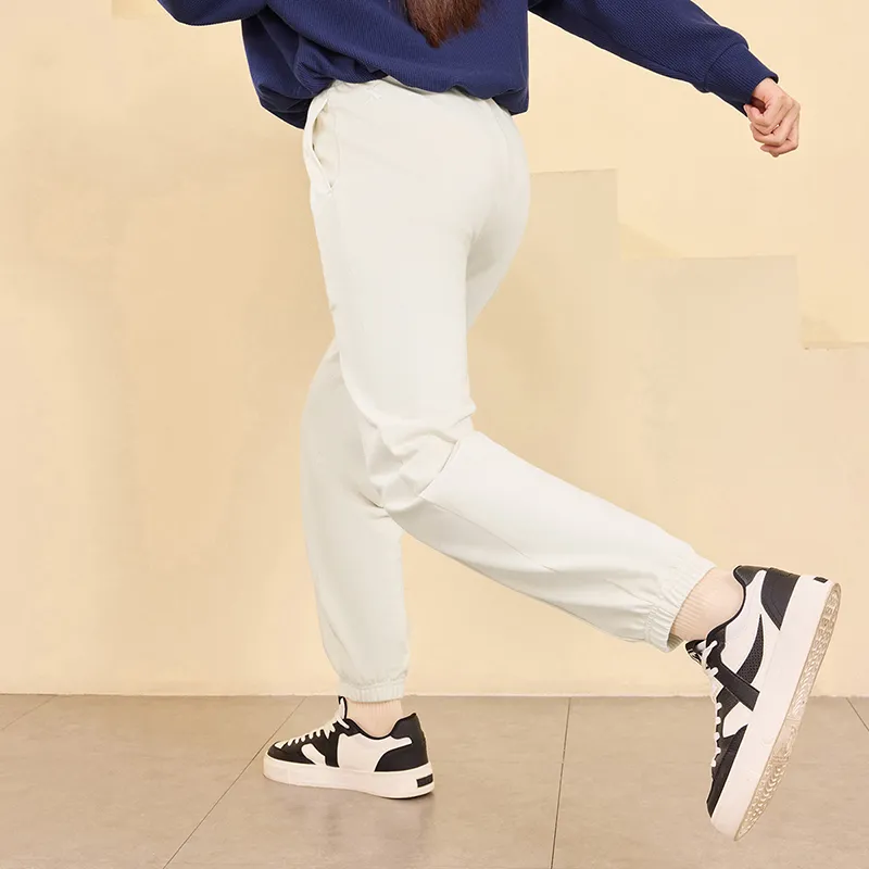 XTEP Knitted Sports Pants Fall Edition Women's Cotton White-7