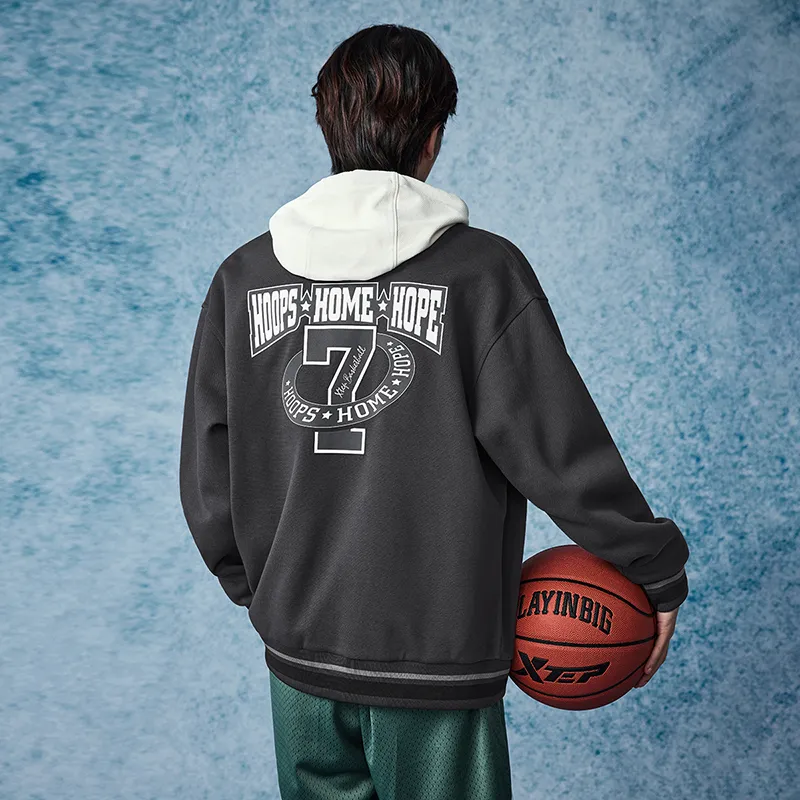 XTEP Sports Life Collection Baseball Jacket Men's Horn Gray-2